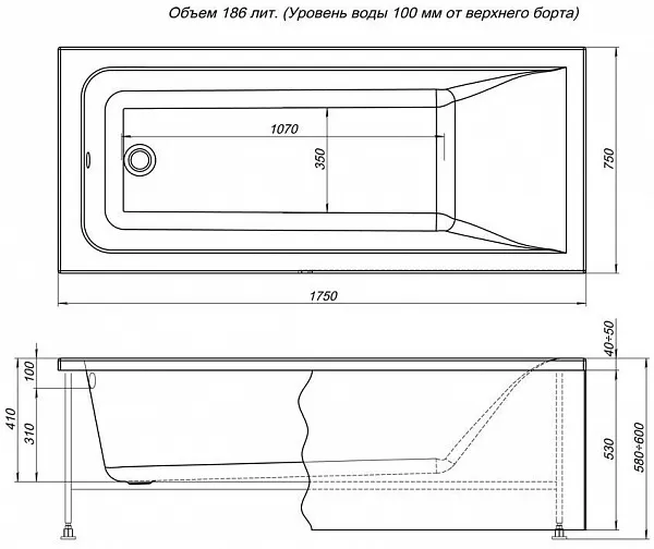Акриловая ванна Aquanet Bright 175x75 00216295 фото 7