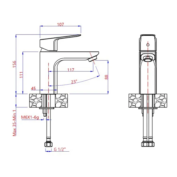 Смеситель для раковины PAINI Viva Style P4CR205 фото 6