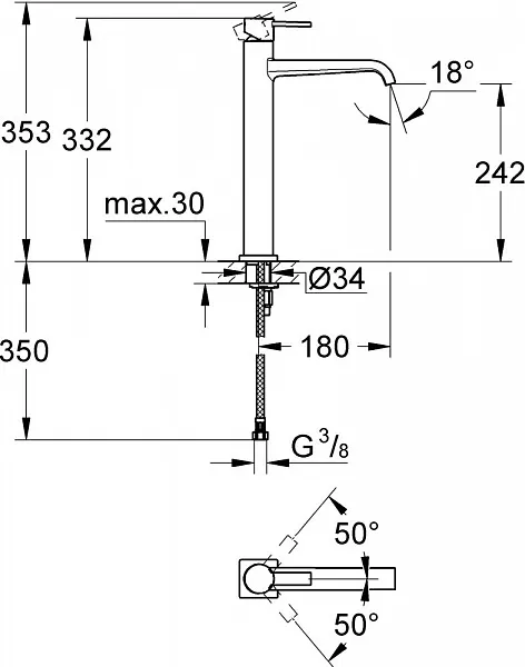 Смеситель Grohe Allure 23403000 для раковины-чаши фото 7