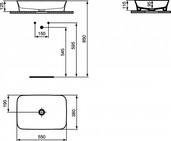 Раковина Ideal Standard Ipalyss 55 см E2076V2 фото 2