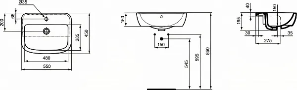 Раковина Ideal Standard Tempo 55 см T059001 фото 6