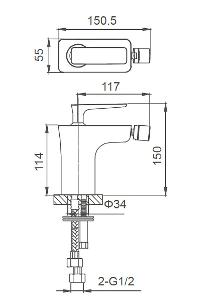 Смеситель для биде Wonzon & Woghand SHARK WW-485001-CR фото 1