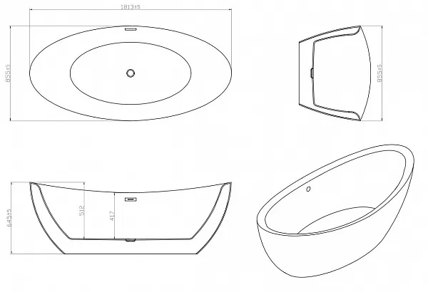 Акриловая ванна Vincea 180x85 VBT-203 фото 3