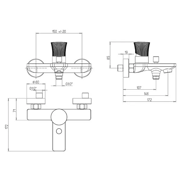 Смеситель для ванны с душем PAINI Domus 18PJ111PZ фото 11