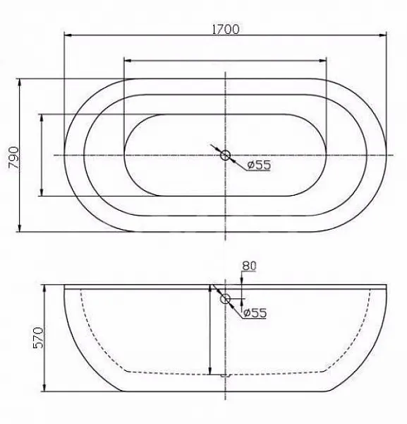 Акриловая ванна BelBagno 170x80 BB13-1700 фото 4