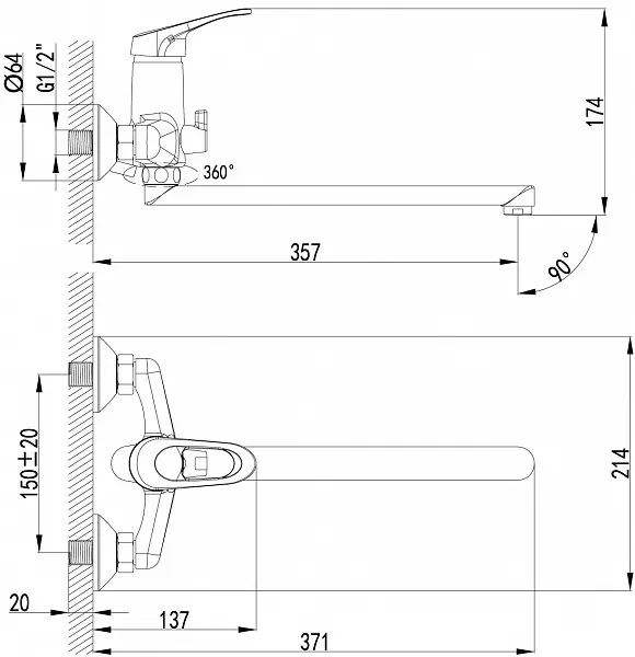 Смеситель Lemark Omega LM3151C универсальный фото 2