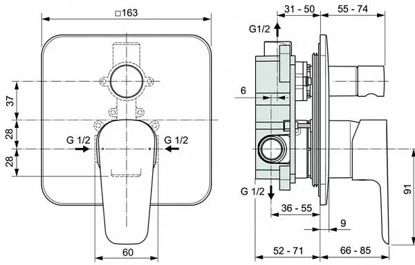 Смеситель Ideal Standard Cerafine D A7191AA для ванны с душем фото 2