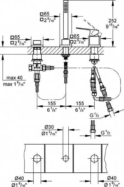 Смеситель Grohe Eurocube 19966000 на борт ванны фото 2