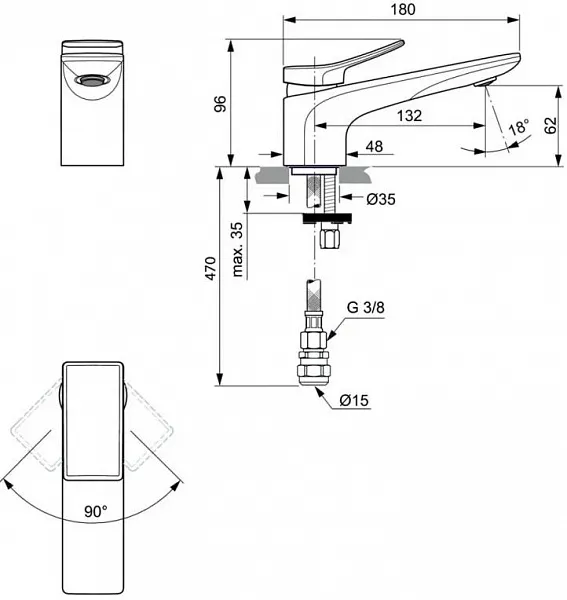 Смеситель Ideal Standard Conca BC765GN для раковины фото 2