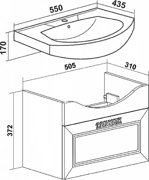 Тумба с раковиной Runo Монро 55 подвесная фото 7
