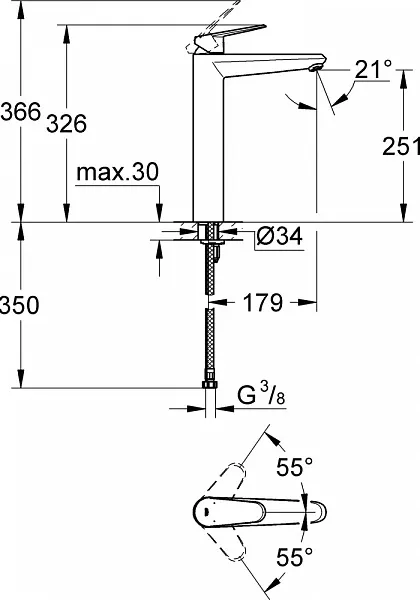 Смеситель Grohe Eurodisc Cosmopolitan 23432000 для раковины фото 6