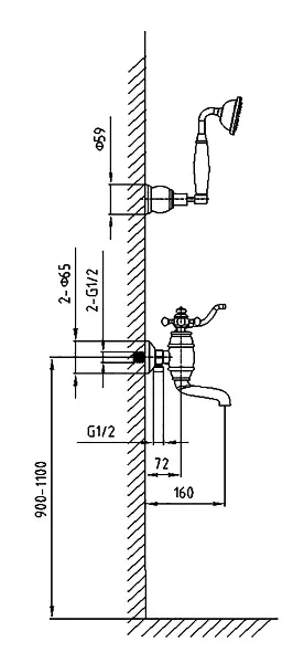 Смеситель для ванны с душем TIMO Lina 7034/02Y фото 2