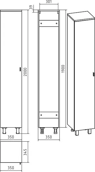 Шкаф-пенал Misty Дива 35x190 П-Див05035-013ПрЛ левый фото 4