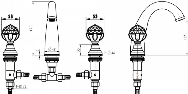 Смеситель Boheme Imperiale Presente 337 для раковины фото 2