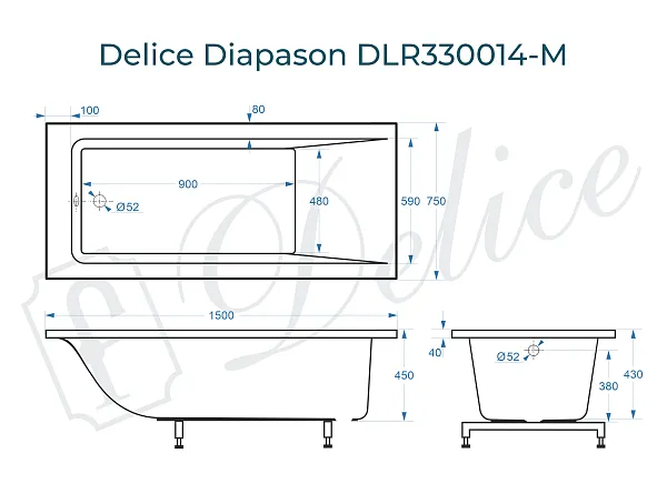 Ванна из искусственного камня Delice Diapason DLR330014-M фото 1