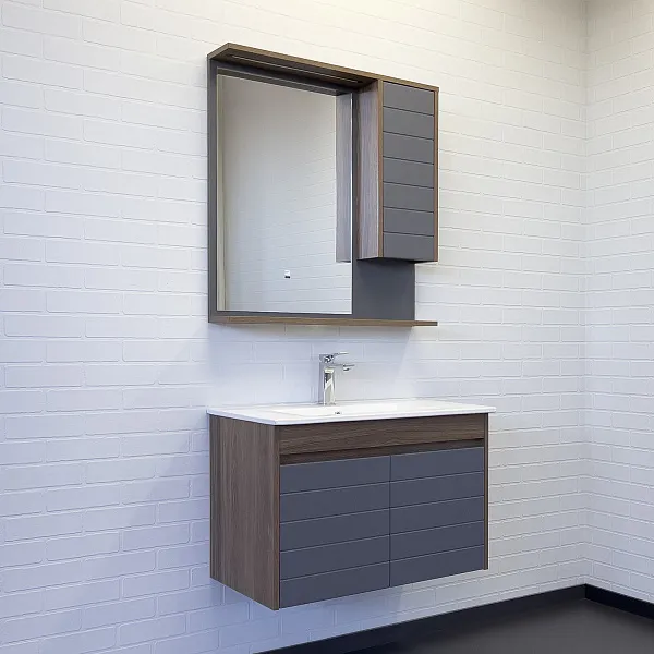 Зеркало Comforty Кемер 75x80 00-00014147CF правая с подсветкой с полочкой фото 4