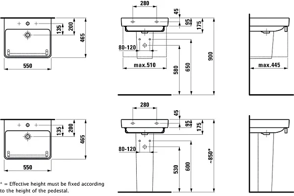 Раковина Laufen Pro 55 см 8.1096.2.000.104.1 фото 7