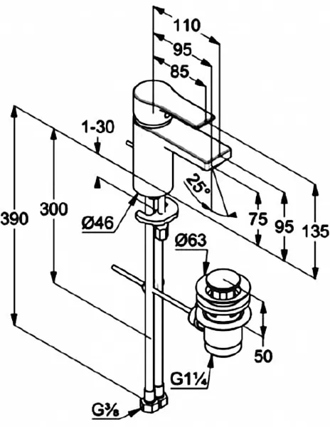 Смеситель Kludi Zenta SL 482600565 для раковины с донным клапаном фото 3