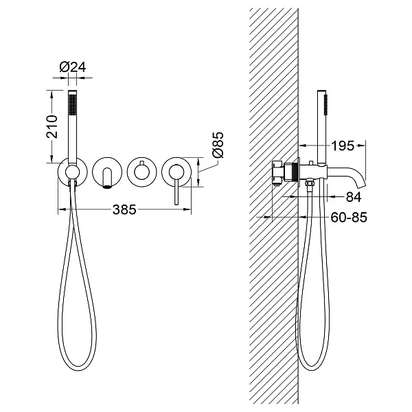 Смеситель для ванны с душем TIMO Saona 2314/16YSM фото 2