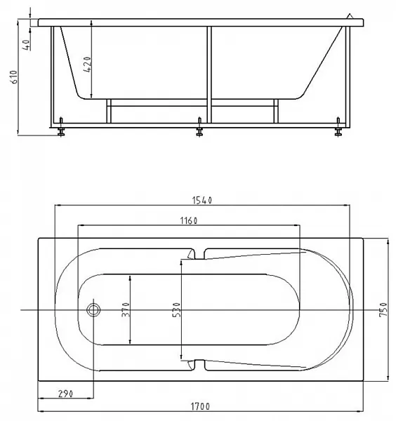 Акриловая ванна Aquatek Лея 170x75 LEY170-0000045 фото 5