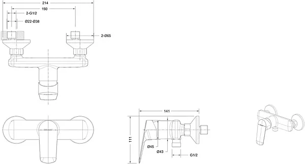 Смеситель Bravat Rhein F9429564CP-01-ENG для душа фото 2