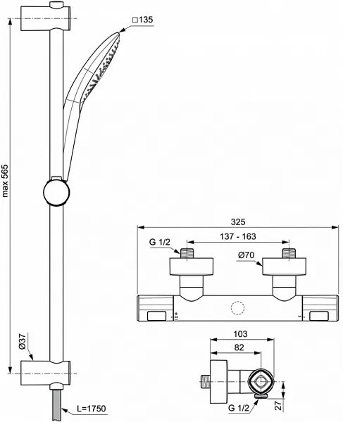 Термостат Ideal Standard Ceratherm T100 A7235AA для душа фото 2