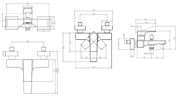 Смеситель Villeroy & Boch Architectura Square TVT125001000K5 для ванны с душем фото 2