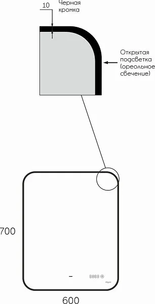 Зеркало Reflection Black View 60x70 RF4002BV с подсветкой фото 10