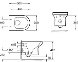 Унитаз безободковый с инсталляцией и кнопкой смыва Jacob Delafon Elite E21742RU-00 фото 5