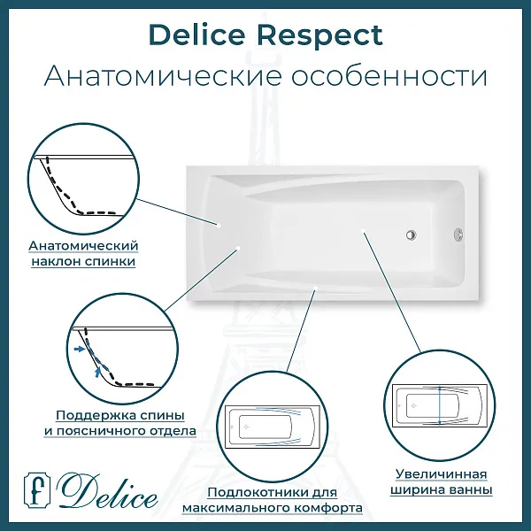 Ванна из искусственного камня Delice Respect DLR330045-G фото 1