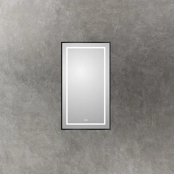 Зеркало BelBagno Kraft 50x90 SPC-KRAFT-500-900-LED-TCH-WARM-NERO с подсветкой фото 2