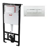 Система инсталляции Alcadrain SET 3v1 AM101/1120 RU+M371-0001 с кнопкой хром глянцевый фото 1