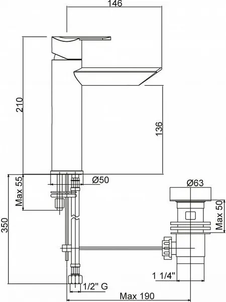 Смеситель Cezares Garda GARDA-LC-01-Cr для раковины с донным клапаном фото 2