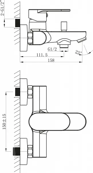 Смеситель BelBagno Loyd LOY-VASM-CRM для ванны с душем фото 2
