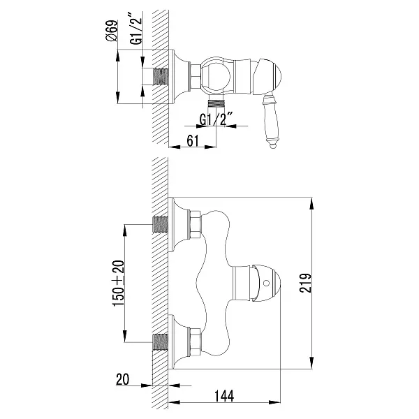 Смеситель Lemark Villa LM4803B для ванны с душем фото 2