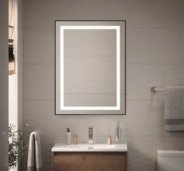 Зеркало BelBagno Kraft 60x80 SPC-KRAFT-600-800-SENS-NERO с подсветкой фото 8