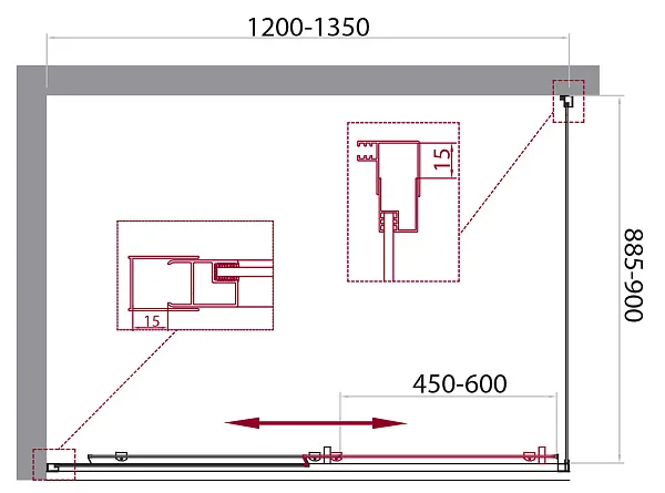 Душевой уголок BelBagno UNIQUE UNIQUE-AH-1-120/135-90-C-Cr фото 6
