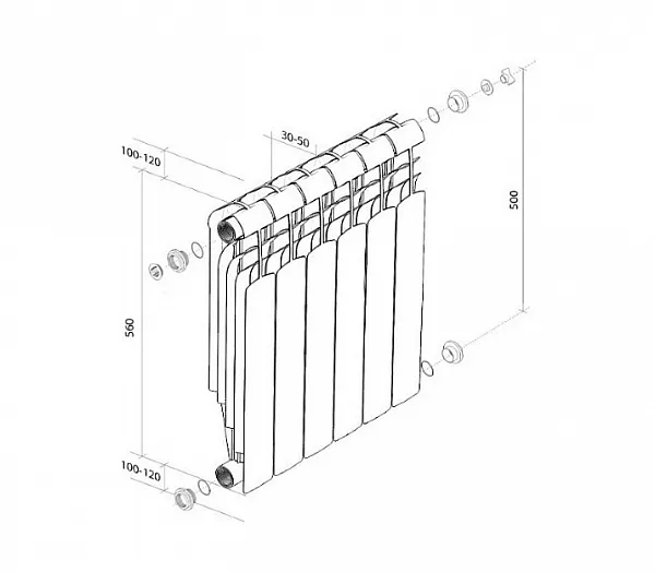 Радиатор Royal Thermo Vittoria 4 секций RTVS50004 фото 2