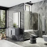 Шторка для ванны MaybahGlass 60x140 MGV-612-1 профиль белый стекло бронза фото 1