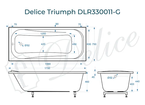 Ванна из искусственного камня Delice Triumph DLR330011-G фото 1