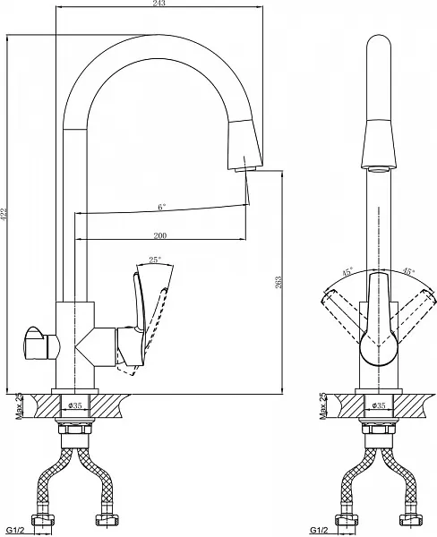 Смеситель D&K Rhein Valerius DA1361601 для кухонной мойки фото 2