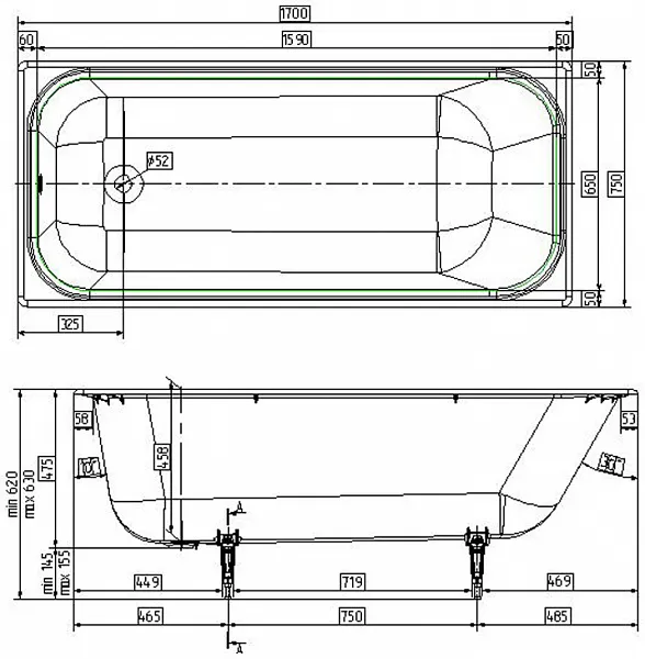 Чугунная ванна Wotte Start 170х75 БП-э0001105 фото 2