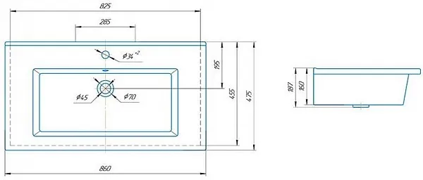 Мебельная раковина Kirovit Оскар 85 Оскар85 фото 3