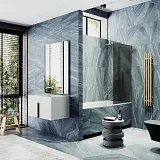 Шторка для ванны MaybahGlass 70x140 MGV-87-3ш профиль золото стекло графит фото 2