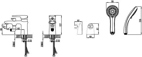 Смеситель Lemark Status LM4415C на борт ванны фото 2