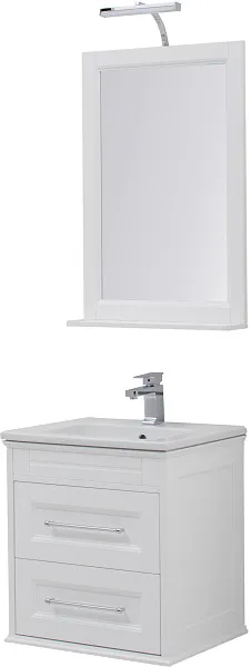 Мебель для ванной Aquanet Бостон М 60 подвесная или напольная белая матовая с раковиной из литьевого фото 2