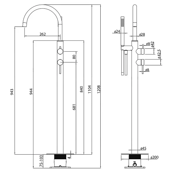 Смеситель для ванны с душем ABBER Wasser Kreis 316 AF8115BG фото 2