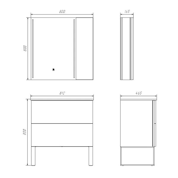 Зеркало Comforty Бильбао 80x80 00-00014154CF правая с подсветкой фото 2
