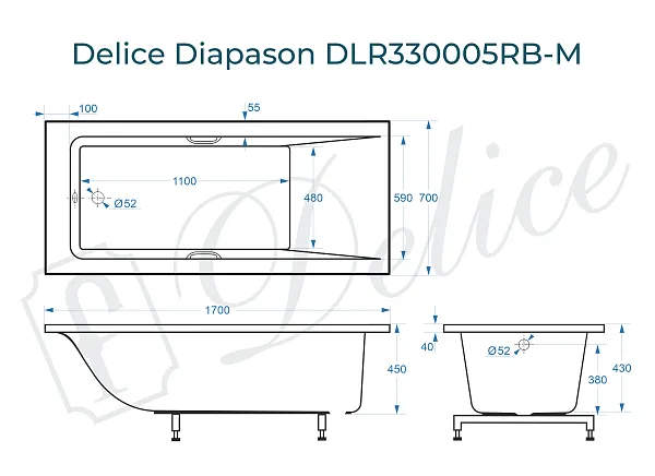 Ванна из искусственного камня Delice Diapason DLR330005RB-M фото 1