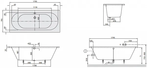 Акриловая ванна Villeroy & Boch O.Novo 180x80 UBA180CAS2V-01 фото 4